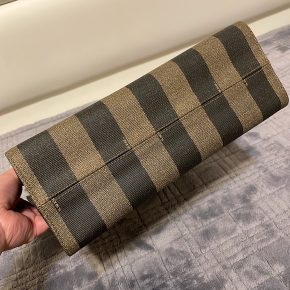 Fendi Vintage Logo Stamp Pequin Coated Canvas Shoulder Bag - Picture 7 of 15